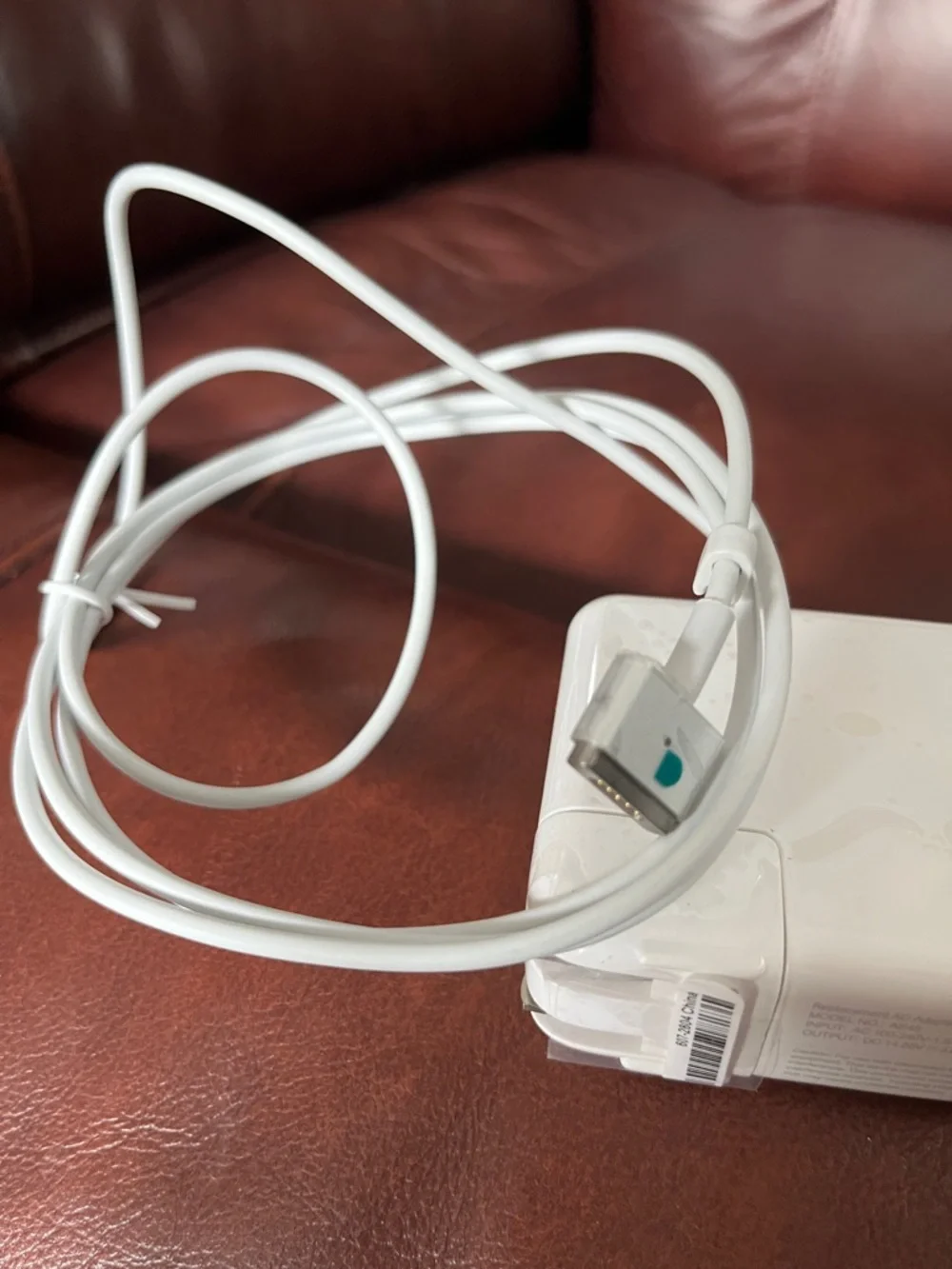 White Laptop Power Adapter with Attached Charging Cable